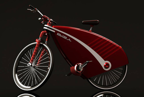 3d render - Concept bicycle render - red white and silver bike on black background Model by 600v/Irixl