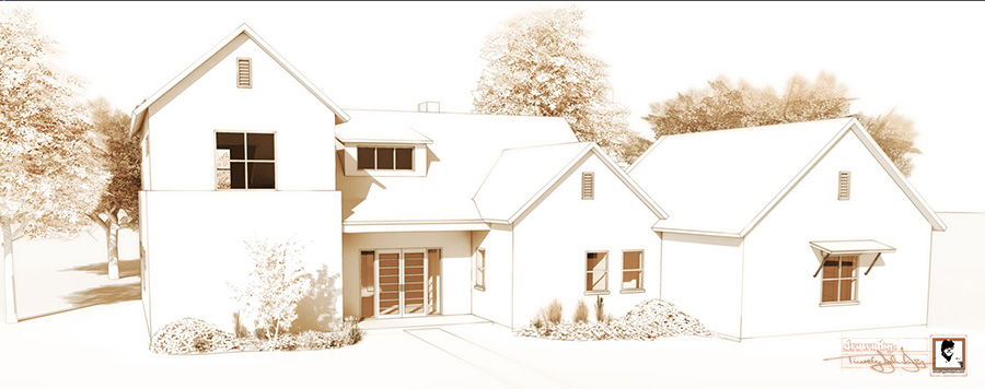 Exterior 3d Render, Private Residence, Copper Ridge – New Braunfels, TX. Digital Painting, Digital 3d Rendering, Illustration
