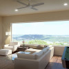 Interior rendering, game room, courtyard drive, Shepard Mountain, Austin, TX. View of lake. 3d architectural Rendering