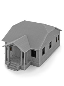 3d printed bungalow house model 3/4 view - right view