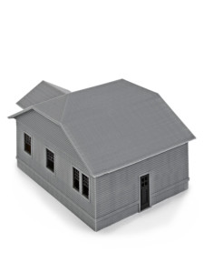 3d printed bungalow house model 3/4 view - rear view