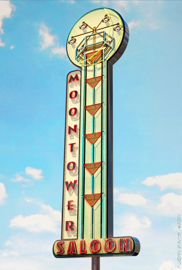 full render of Moontower Saloon proposed sign