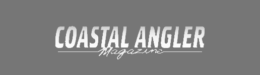coastal angler magazine logo in gray and white grayscale 516 by 150
