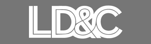 ldc logo in gray and white grayscale 516 by 150