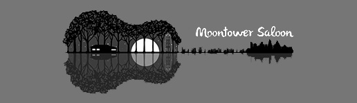 moontower saloon, austin texas, logo in gray and white grayscale 516 by 150