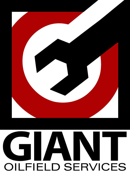 red white and black logo for Giant Oilfield Services - letter "G" and wrench shape with text